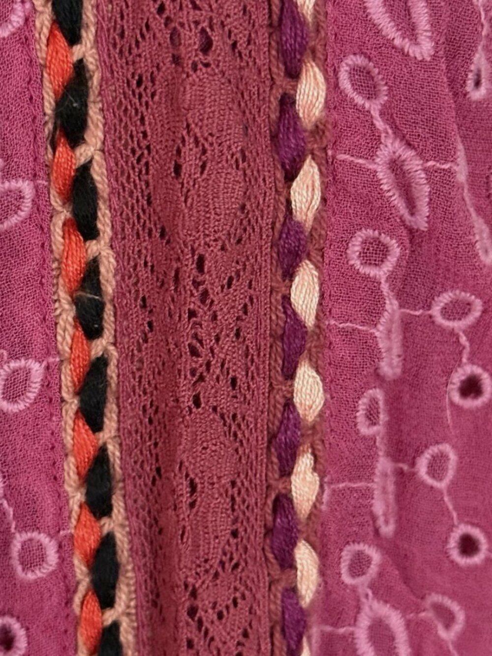Anthropologie Bl-nk London Pullover Blouse M Pink Contrast Eyelet Puff Sleeve - Picture 7 of 12